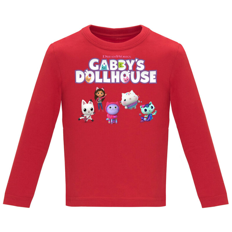 Tricou mânecă lungă copii -CASA DE PAPUSI GABI (MODEL 4), Roșu