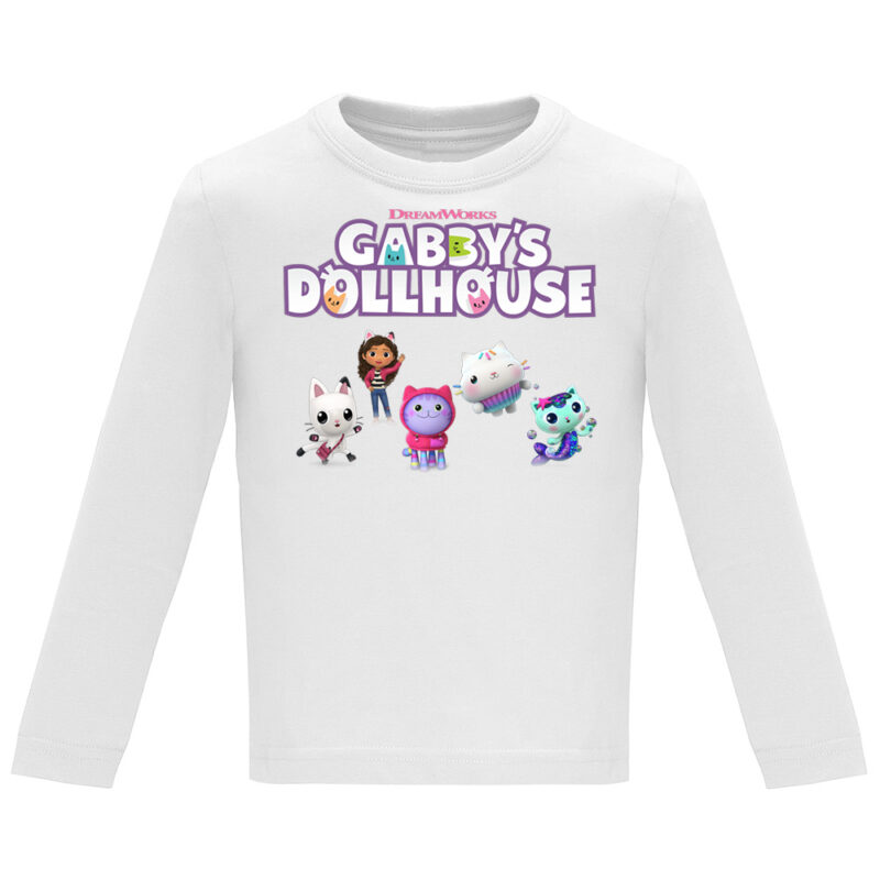 Tricou mânecă lungă copii -CASA DE PAPUSI GABI (MODEL 4), Alb