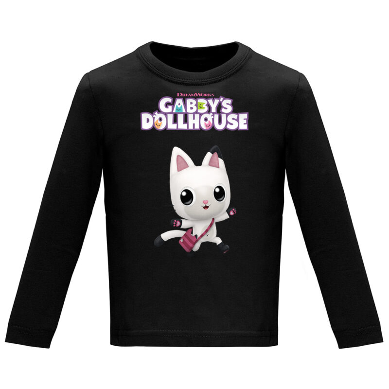 Tricou mânecă lungă copii -CASA DE PAPUSI GABI (MODEL 5), Negru