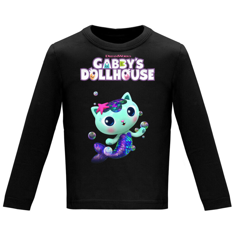 Tricou mânecă lungă copii -CASA DE PAPUSI GABI (MODEL 6), Negru