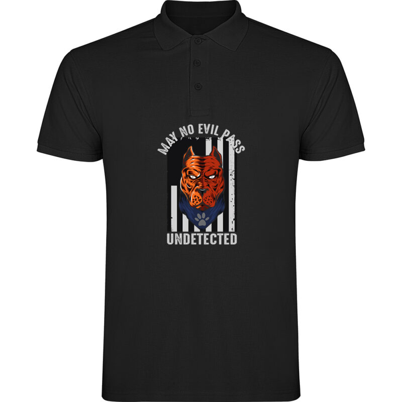 Tricou polo MAY NO EVIL PASS UNDETECTED, Negru