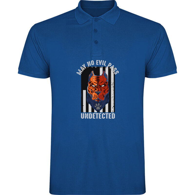 Tricou polo MAY NO EVIL PASS UNDETECTED, Albastru