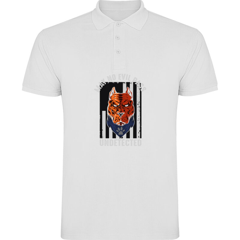 Tricou polo MAY NO EVIL PASS UNDETECTED, Alb