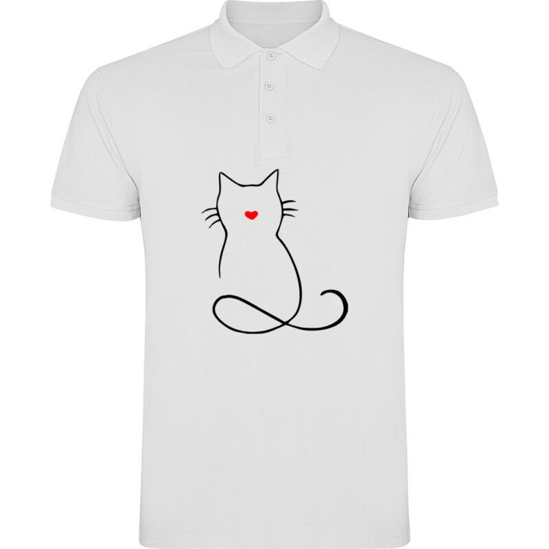 Tricou polo PISICA (MODEL 1), Alb