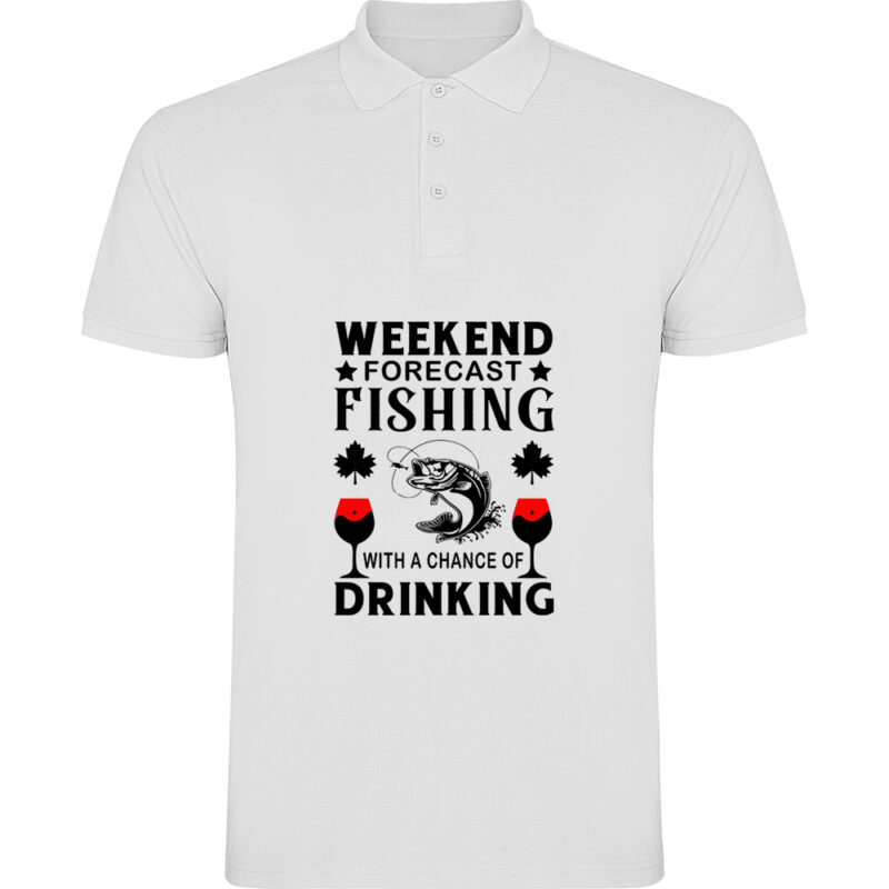 Tricou polo Pescuit (model 1), Alb
