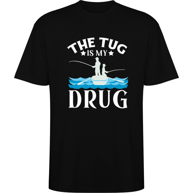 Tricou oversize Pescuit (model 2), Negru