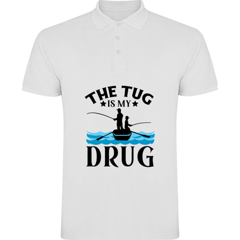 Tricou polo Pescuit (model 2), Alb