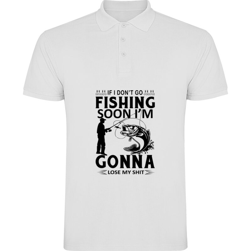 Tricou polo Pescuit (model 4), Alb