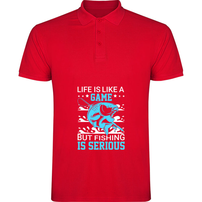 Tricou polo Pescuit (model 5), Roșu
